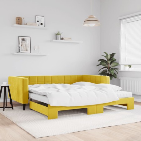 vidaXL Sofá cama nido con colchón terciopelo amarillo 100x200 cm
