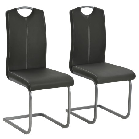 vidaXL Sillas voladizas de comedor 2 unidades cuero sintético gris