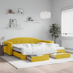 vidaXL Sofá cama nido con cajones terciopelo amarillo 100x200 cm