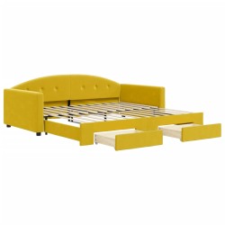 vidaXL Sofá cama nido con cajones terciopelo amarillo 100x200 cm