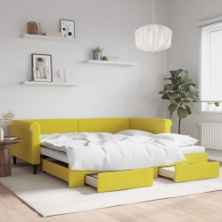 vidaXL Sofá cama nido con cajones terciopelo amarillo 100x200 cm