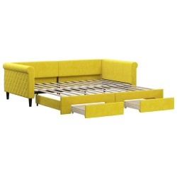 vidaXL Sofá cama nido con cajones terciopelo amarillo 100x200 cm
