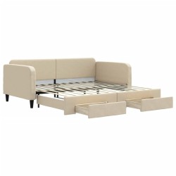 vidaXL Sofá cama nido con cajones tela color crema 100x200 cm
