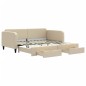 vidaXL Sofá cama nido con cajones tela color crema 100x200 cm vidaXL Sofá cama nido con cajones tela color crema 100x200 cm