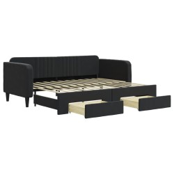 vidaXL Sofá cama nido con cajones terciopelo negro 90x200 cm
