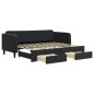 vidaXL Sofá cama nido con cajones terciopelo negro 90x200 cm vidaXL Sofá cama nido con cajones terciopelo negro 90x200 cm