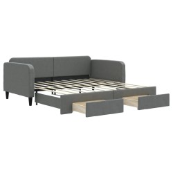 vidaXL Sofá cama nido con cajones tela gris oscuro 90x190 cm