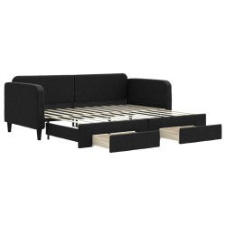 vidaXL Sofá cama nido con cajones tela negro 90x200 cm