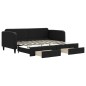 vidaXL Sofá cama nido con cajones tela negro 90x200 cm