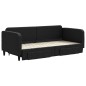 vidaXL Sofá cama nido con cajones tela negro 90x200 cm