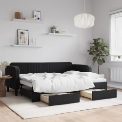 vidaXL Sofá cama nido con cajones terciopelo negro 80x200 cm