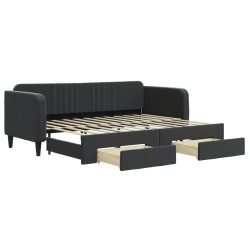 vidaXL Sofá cama nido con cajones terciopelo negro 80x200 cm