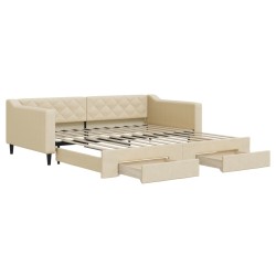 vidaXL Sofá cama nido con cajones tela color crema 100x200 cm