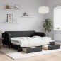 vidaXL Sofá cama nido con cajones tela negro 80x200 cm