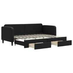 vidaXL Sofá cama nido con cajones tela negro 80x200 cm