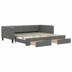 vidaXL Sofá cama nido con cajones tela gris oscuro 100x200 cm
