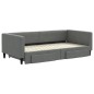 vidaXL Sofá cama nido con cajones tela gris oscuro 100x200 cm vidaXL Sofá cama nido con cajones tela gris oscuro 100x200 cm