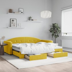 vidaXL Sofá cama nido con cajones terciopelo amarillo 90x200 cm