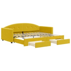 vidaXL Sofá cama nido con cajones terciopelo amarillo 90x200 cm