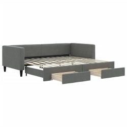 vidaXL Sofá cama nido con cajones tela gris oscuro 90x200 cm