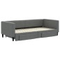 vidaXL Sofá cama nido con cajones tela gris oscuro 90x200 cm