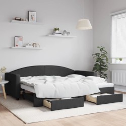 vidaXL Sofá cama nido con cajones tela negro 90x200 cm