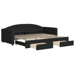 vidaXL Sofá cama nido con cajones tela negro 90x200 cm