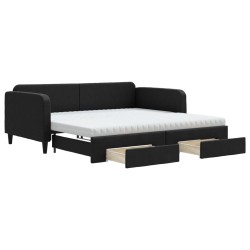vidaXL Sofá cama nido con cajones tela negro 100x200 cm