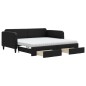 vidaXL Sofá cama nido con cajones tela negro 100x200 cm vidaXL Sofá cama nido con cajones tela negro 100x200 cm