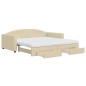 vidaXL Sofá cama nido con cajones tela color crema 100x200 cm vidaXL Sofá cama nido con cajones tela color crema 100x200 cm
