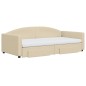 vidaXL Sofá cama nido con cajones tela color crema 100x200 cm vidaXL Sofá cama nido con cajones tela color crema 100x200 cm