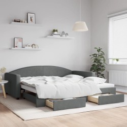 vidaXL Sofá cama nido con cajones tela gris oscuro 100x200 cm