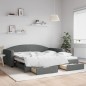 vidaXL Sofá cama nido con cajones tela gris oscuro 100x200 cm vidaXL Sofá cama nido con cajones tela gris oscuro 100x200 cm