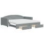 vidaXL Sofá cama nido con cajones tela gris claro 100x200 cm vidaXL Sofá cama nido con cajones tela gris claro 100x200 cm