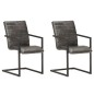 vidaXL Sillas voladizas de comedor 2 unidades cuero auténtico gris vidaXL Sillas voladizas de comedor 2 unidades cuero auténtico gris