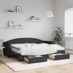 vidaXL Sofá cama nido con cajones tela negro 80x200 cm