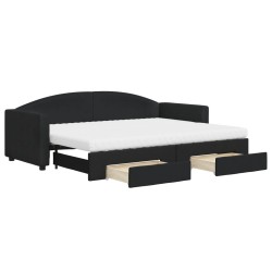 vidaXL Sofá cama nido con cajones tela negro 80x200 cm