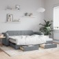 vidaXL Sofá cama nido con cajones tela gris claro 100x200 cm vidaXL Sofá cama nido con cajones tela gris claro 100x200 cm
