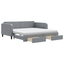 vidaXL Sofá cama nido con cajones tela gris claro 100x200 cm