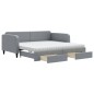 vidaXL Sofá cama nido con cajones tela gris claro 100x200 cm