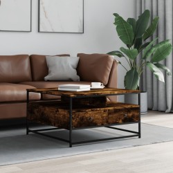 vidaXL Mesa de centro madera de ingeniería roble ahumado 80x80x45 cm