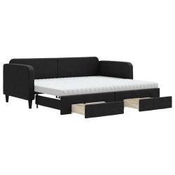 vidaXL Sofá cama nido con cajones tela negro 90x190 cm