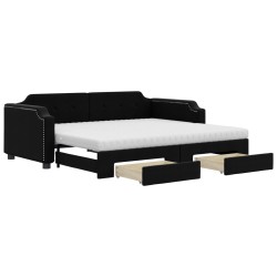 vidaXL Sofá cama nido con cajones tela negro 90x190 cm