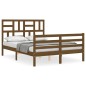 vidaXL Estructura de cama matrimonio con cabecero madera marrón miel vidaXL Estructura de cama matrimonio con cabecero madera marrón miel