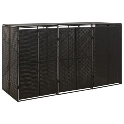 vidaXL Cobertizo para 3 contenedores de basura ratán PE 207x80x117 cm