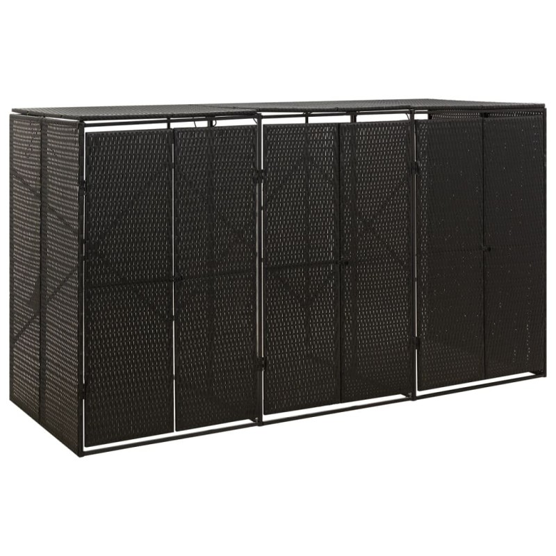 vidaXL Cobertizo para 3 contenedores de basura ratán PE 207x80x117 cm vidaXL Cobertizo para 3 contenedores de basura ratán PE 207x80x117 cm