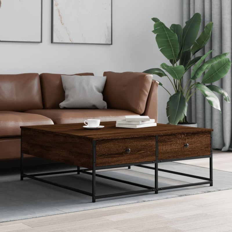 vidaXL Mesa de centro madera de ingeniería roble marrón 100x99x40 cm