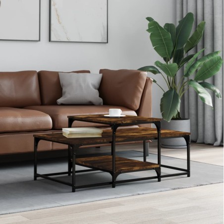 vidaXL Mesa de centro madera de ingeniería roble ahumado 102x60x45 cm