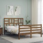 vidaXL Estructura de cama matrimonio con cabecero madera marrón miel vidaXL Estructura de cama matrimonio con cabecero madera marrón miel