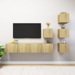 vidaXL Juego de muebles de salón 6 piezas roble Sonoma